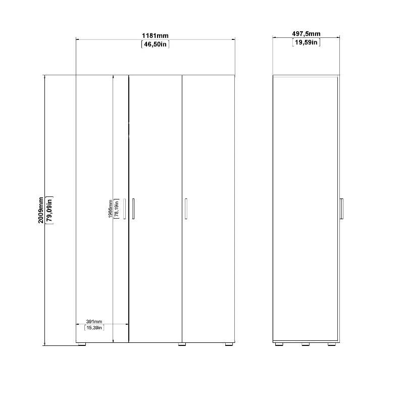 Pepe White Woodgrain Wardrobe w/ 3 Doors - White Tree Furniture