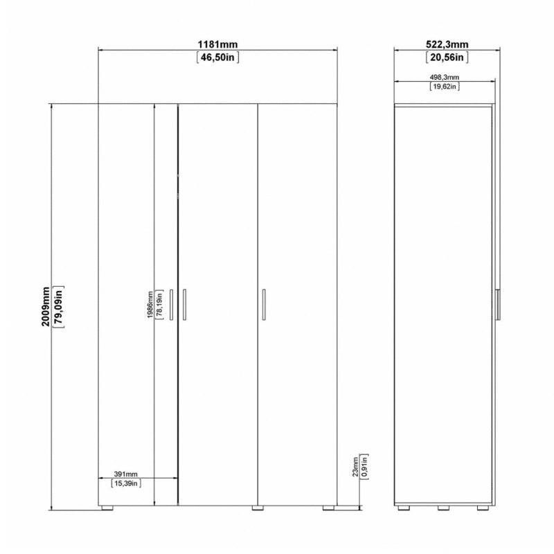Pepe White Wardrobe w/ 3 Doors - White Tree Furniture