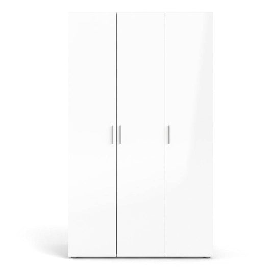 Pepe Wardrobe with 3 Doors in Oak w/ High Gloss White - White Tree Furniture