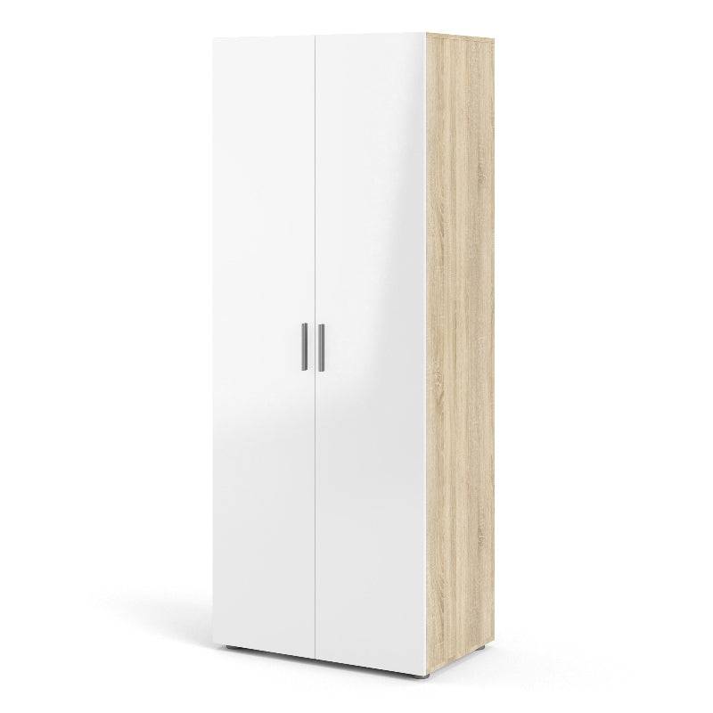 Pepe Wardrobe w/ 2 Doors in Oak & High Gloss White - White Tree Furniture