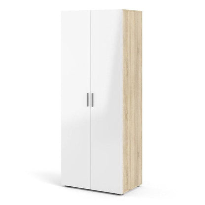 Pepe Wardrobe w/ 2 Doors in Oak & High Gloss White - White Tree Furniture