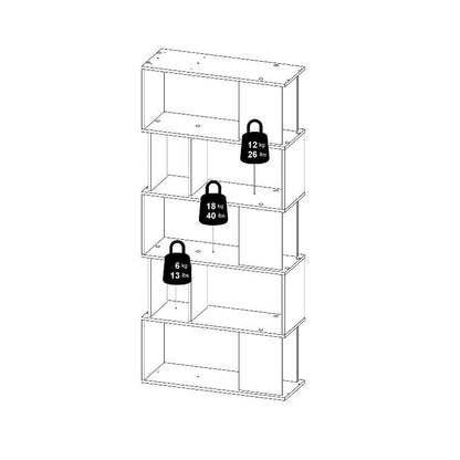 Maze Open Bookcase w/ 4 Shelves in Concrete & White - White Tree Furniture