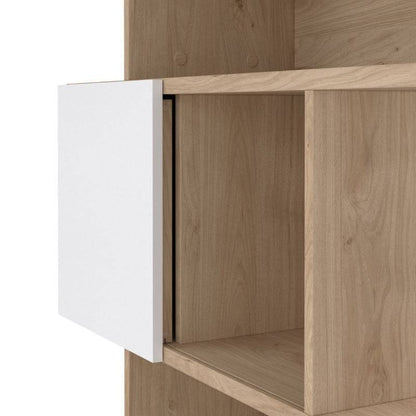Maze Asymmetrical Bookcase in Jackson Hickory & Gloss White - White Tree Furniture