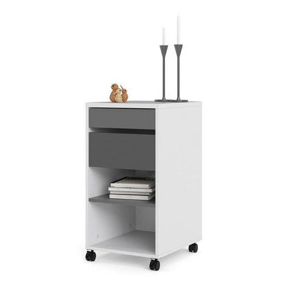 Function Plus Mobile File Cabinet w/ 2 Drawers 1 Shelf - White Tree Furniture