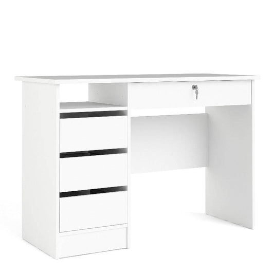 Function Plus White Desk w/ 4 Handleless Drawers - White Tree Furniture