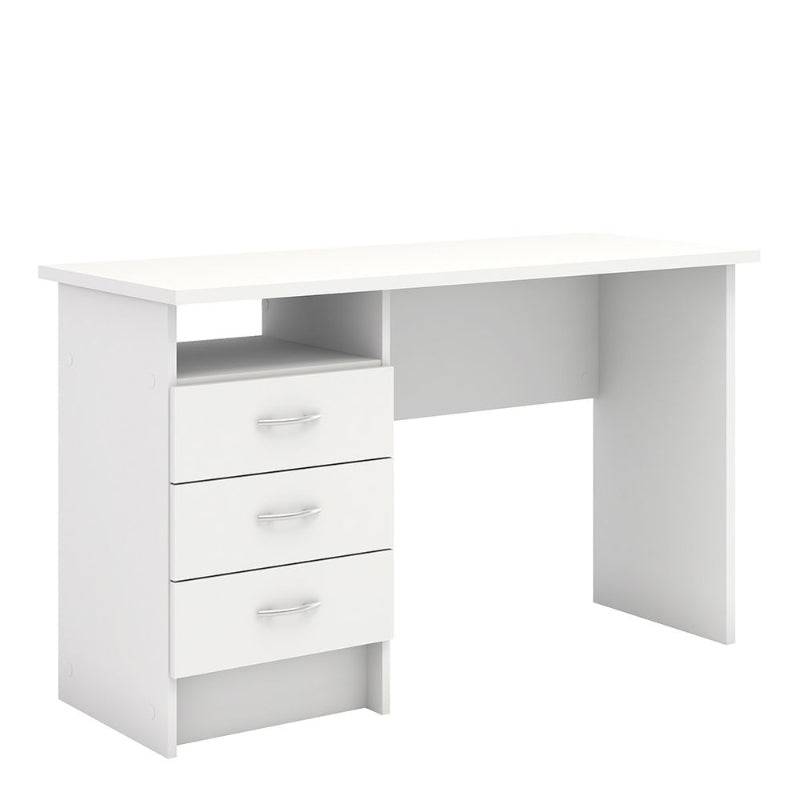 Function Plus Desk w/ 3 Drawers in White - White Tree Furniture