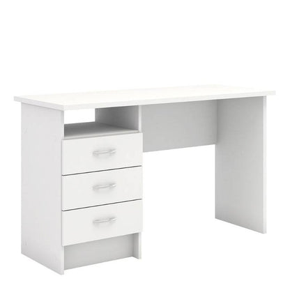 Function Plus Desk w/ 3 Drawers in White - White Tree Furniture
