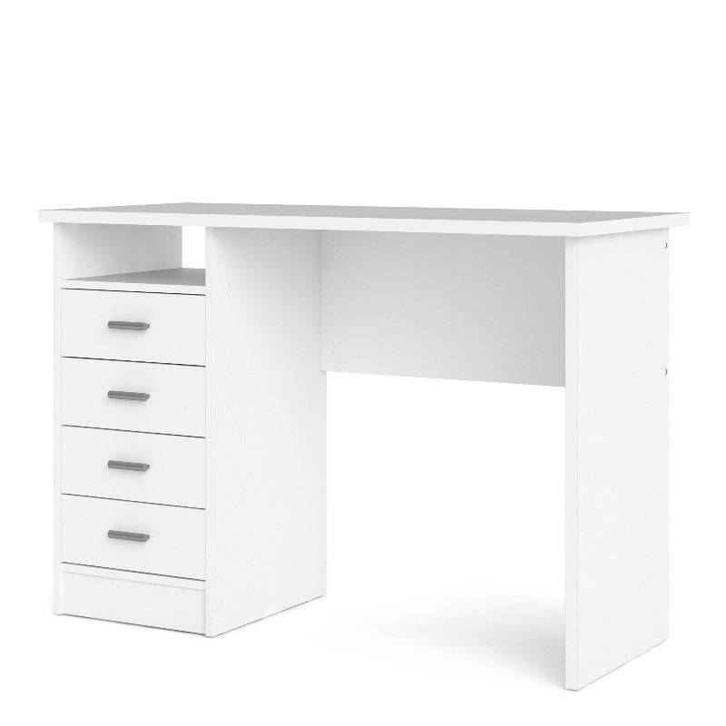 Function Plus White Desk w/ 4 Drawers - White Tree Furniture