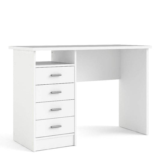 Function Plus White Desk w/ 4 Drawers - White Tree Furniture