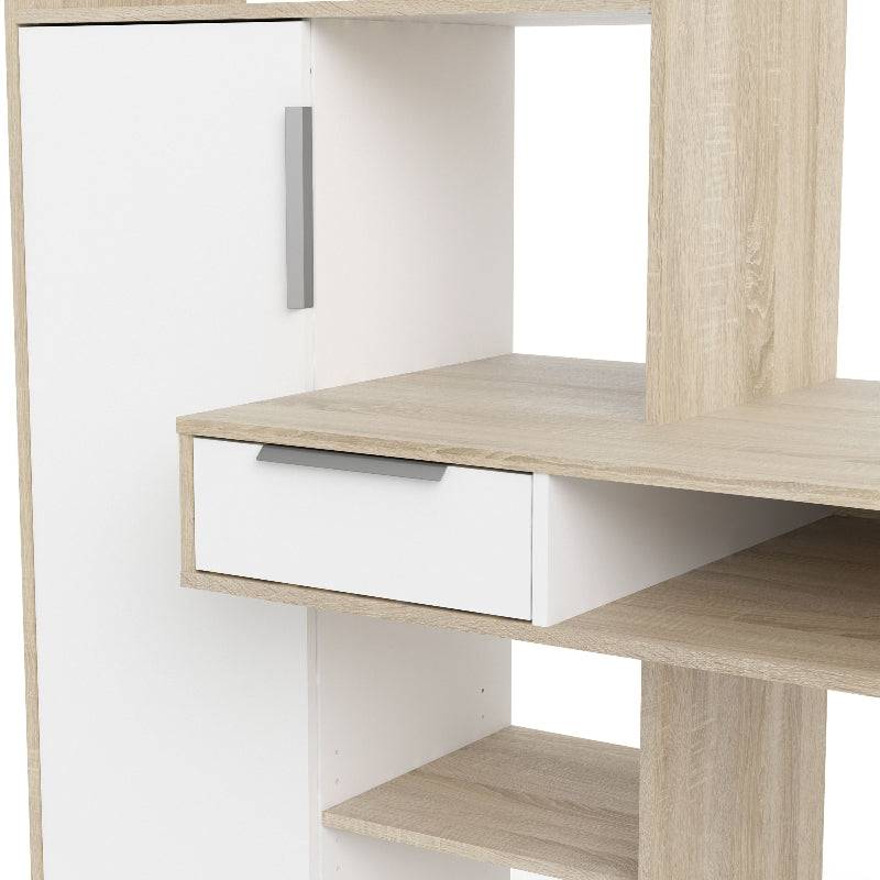 Function Plus Multi Functional Desk in White & Oak - White Tree Furniture