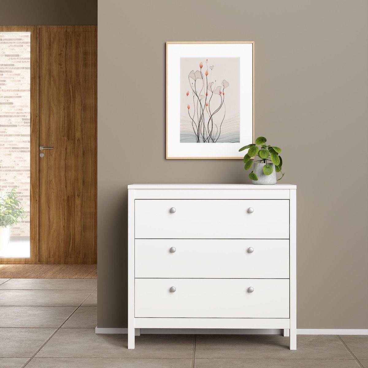 Madrid White Dresser w/ 3 Drawers