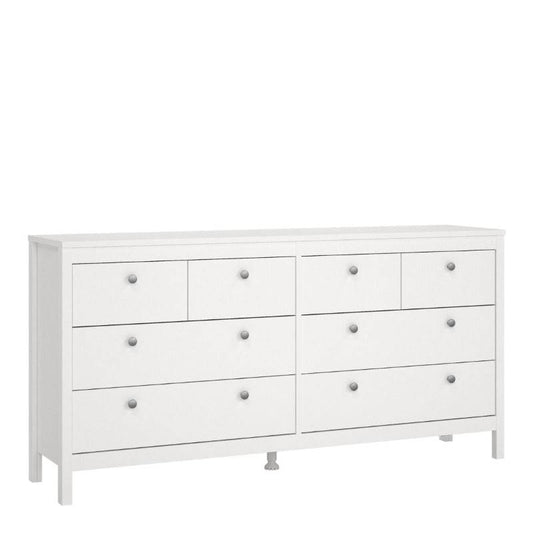 Madrid White Double Dresser 4+4 Drawers - White Tree Furniture