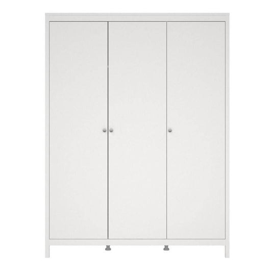 Madrid White Wardrobe w/ 3 Doors - White Tree Furniture