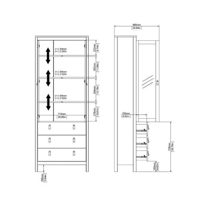 Madrid White China Cabinet w/ 2 Glass Doors & 3 Drawers - White Tree Furniture