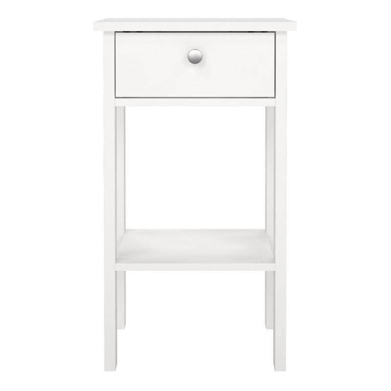Madrid White Bedside Table w/ 1 Drawer - White Tree Furniture