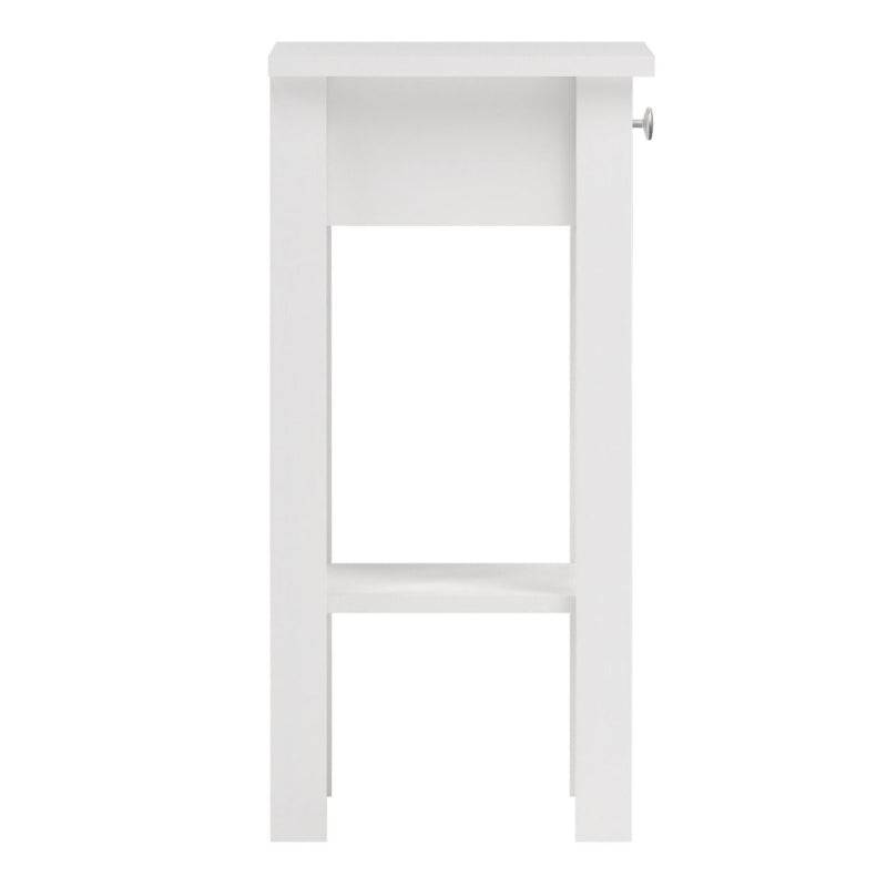 Madrid White Bedside Table w/ 1 Drawer - White Tree Furniture