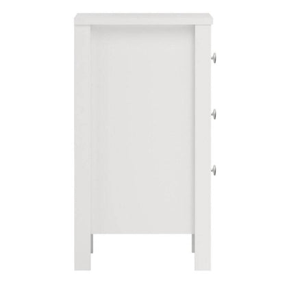 Madrid White Bedside Table w/ 3 Drawers - White Tree Furniture