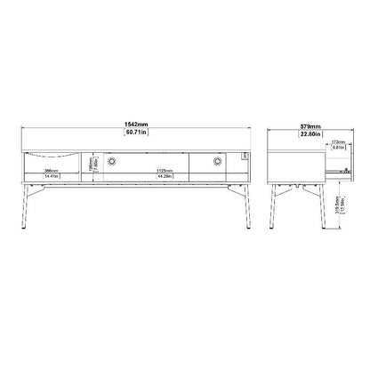 Fur TV Unit w/ 2 Sliding Doors 1 Drawer in Grey & White - White Tree Furniture
