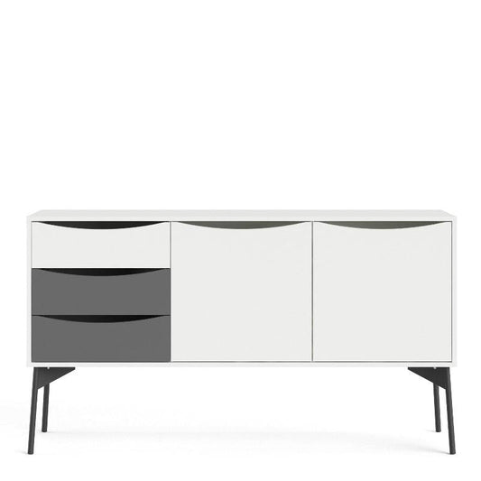 Fur Sideboard w/ 2 Doors & 3 Drawers in Grey & White - White Tree Furniture