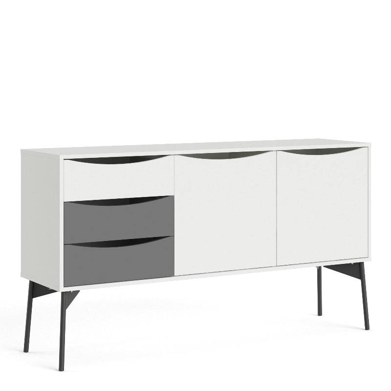Fur Sideboard w/ 2 Doors & 3 Drawers in Grey & White - White Tree Furniture
