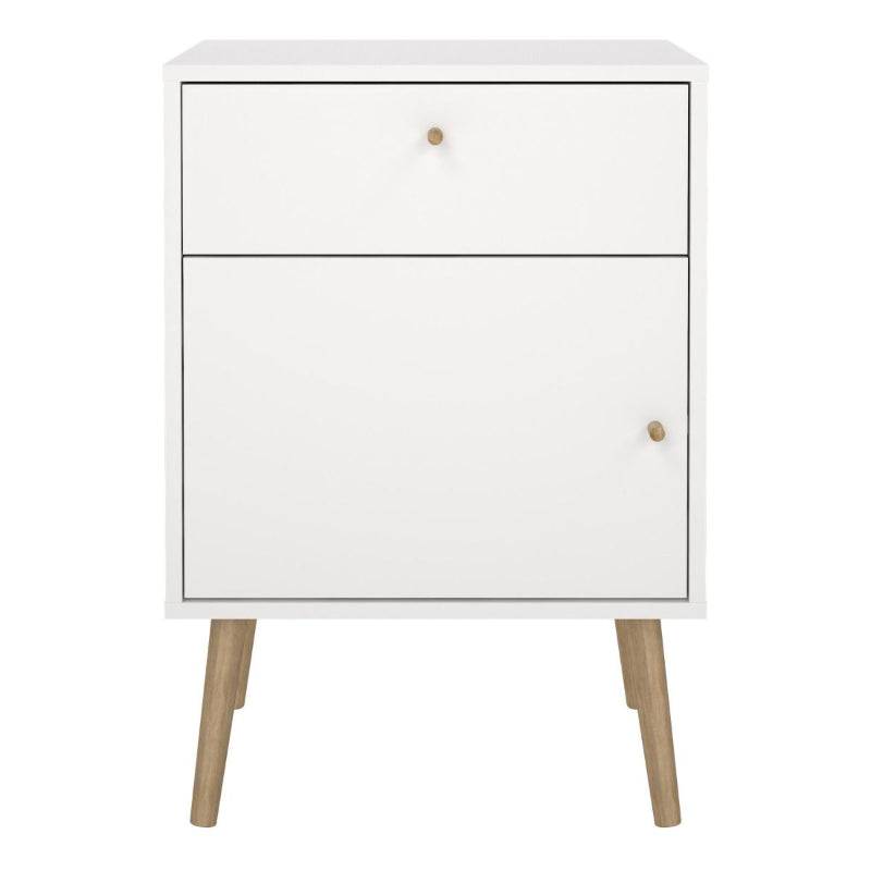 Cumbria White Bedside Table w/ Oak Legs - White Tree Furniture