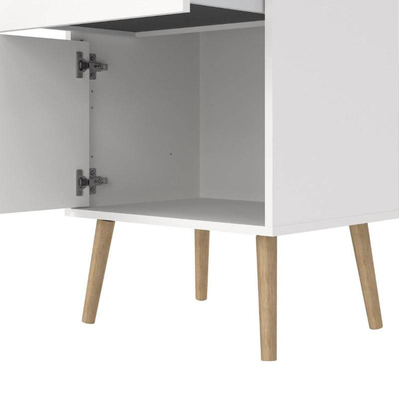 Cumbria White Bedside Table w/ Oak Legs - White Tree Furniture