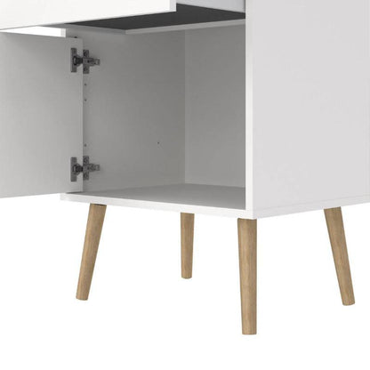 Cumbria White Bedside Table w/ Oak Legs - White Tree Furniture