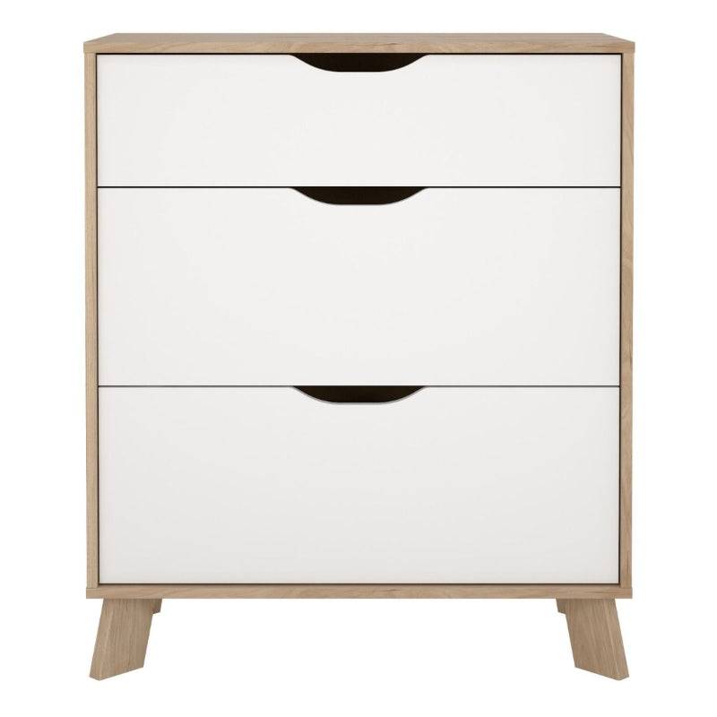 Ikast Chest 3 Drawers in Jackson Hickory & White - White Tree Furniture