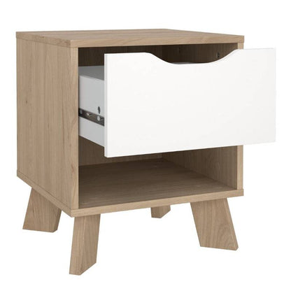Ikast BedsideTable w/ 1 Drawer in Jackson Hickory & White - White Tree Furniture