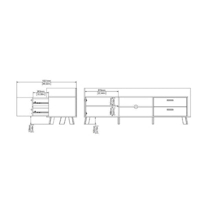 Ikast TV Unit w/ 2 Drawers in Jackson Hickory & White - White Tree Furniture