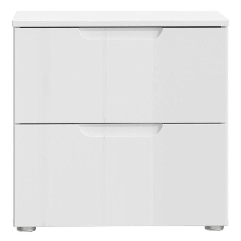 Sienna High Gloss White Bedside Table - White Tree Furniture