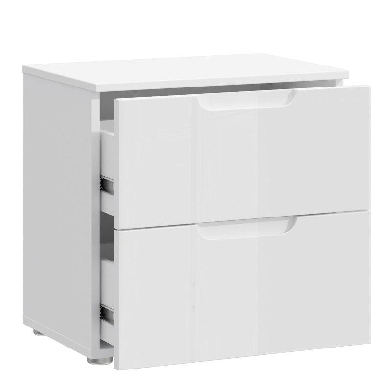 Sienna High Gloss White Bedside Table - White Tree Furniture