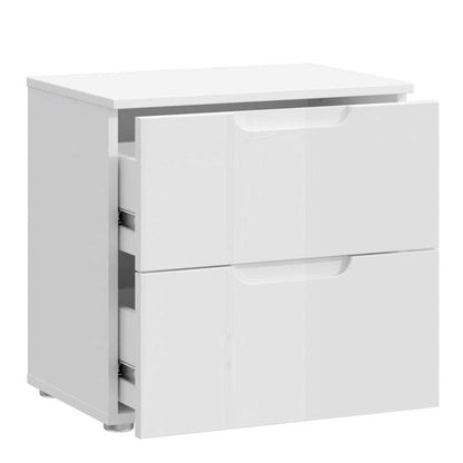 Sienna High Gloss White Bedside Table - White Tree Furniture