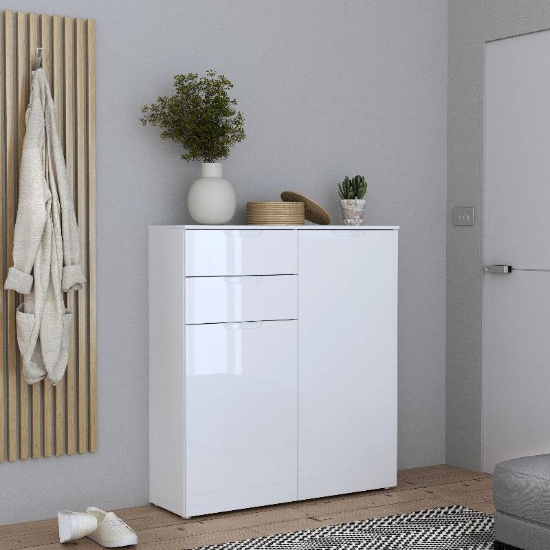 Sienna High Gloss White Chest of Drawers - White Tree Furniture