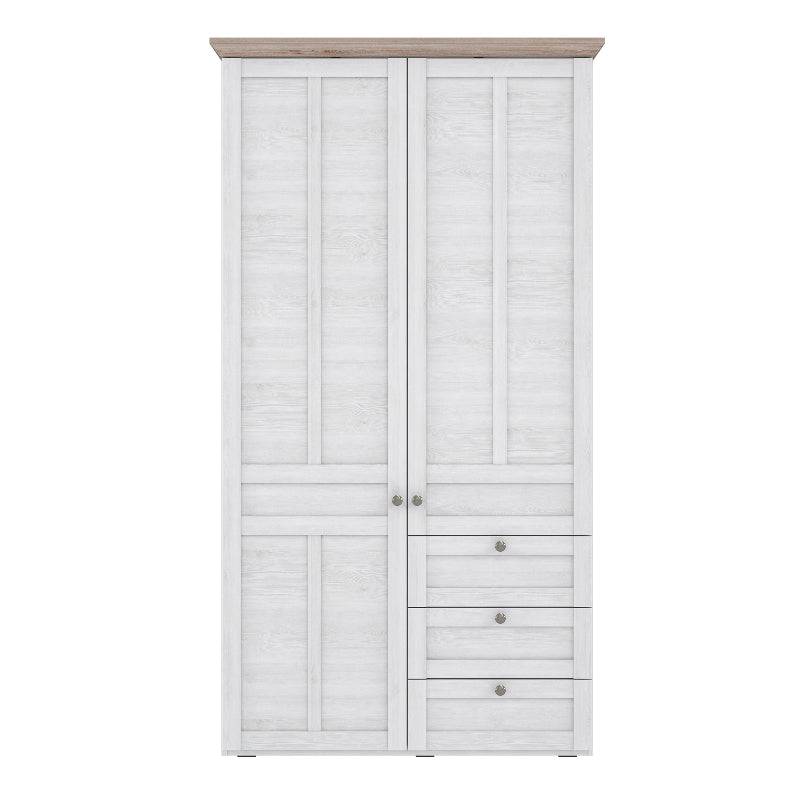 Illoppa 2 Door Wardrobe in Snowy Oak / Oak Nelson - White Tree Furniture