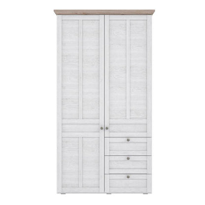 Illoppa 2 Door Wardrobe in Snowy Oak / Oak Nelson - White Tree Furniture