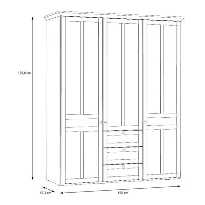 Iloppa 3 Door Wardrobe in Snowy Oak / Oak Nelson - White Tree Furniture