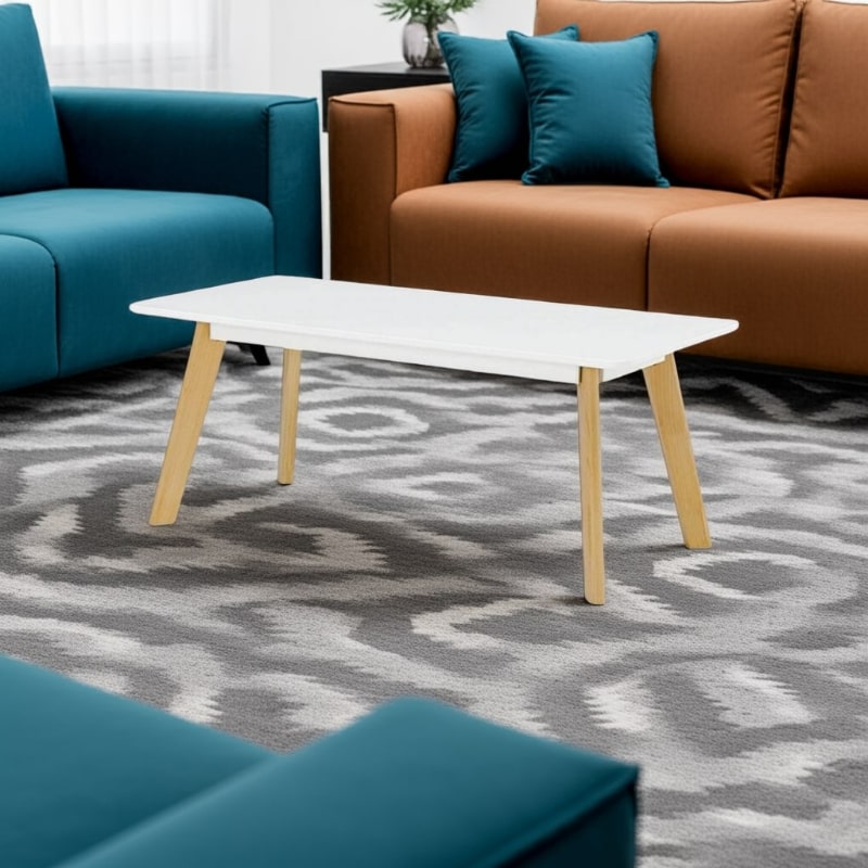 Belgium Rectangle Coffee Table in Matt Gloss White