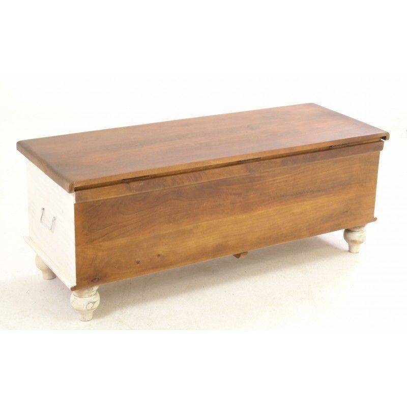 MANGO WOOD Carved Distressed White Storage Box White Tree Furniture