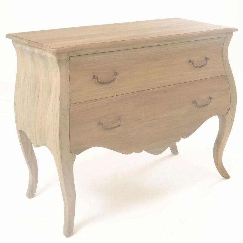 Vintage French Styled Chest of 2 Drawers w/ Cabriole Legs - White Tree Furniture