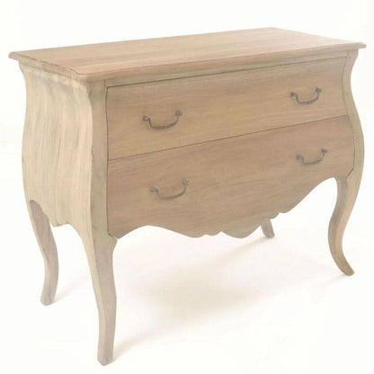 Vintage French Styled Chest of 2 Drawers w/ Cabriole Legs - White Tree Furniture