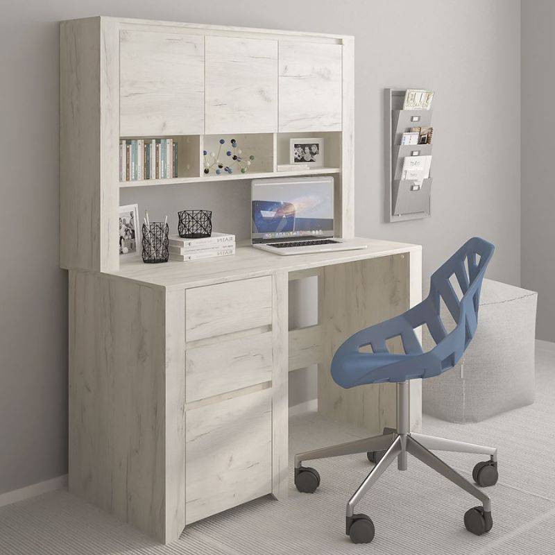 Angel White Desk w/ 3 Drawers - White Tree Furniture