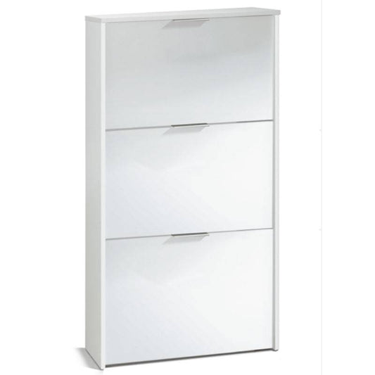 Arctic High Gloss White Shoe Cabinet w/ 3 Doors - White Tree Furniture