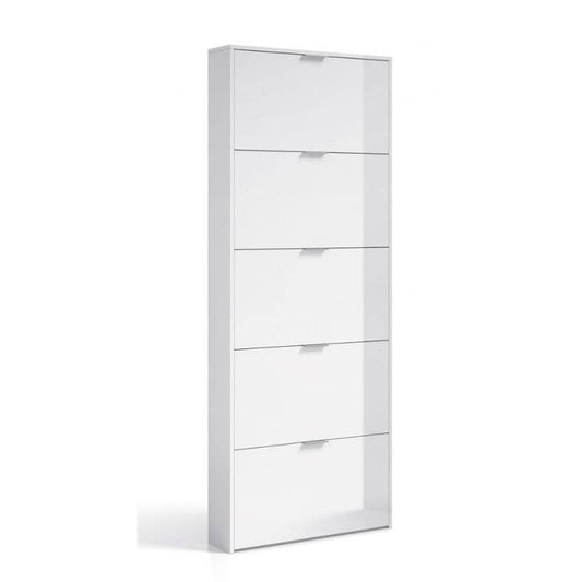 Arctic High Gloss White Shoe Cabinet w/ 5 Doors
