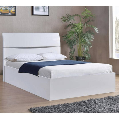 Arden High Gloss White Double Bed w/ Storage - White Tree Furniture