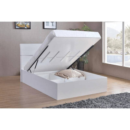 Arden High Gloss White Double Bed w/ Storage - White Tree Furniture