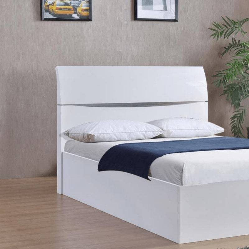 Arden High Gloss White Double Bed w/ Storage - White Tree Furniture