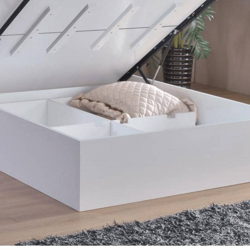 Arden High Gloss White King Size Bed w/ Storage - White Tree Furniture