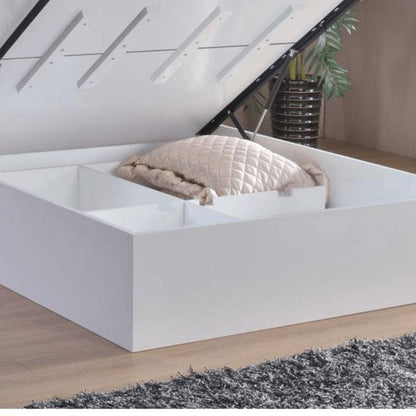 Arden High Gloss White King Size Bed w/ Storage - White Tree Furniture