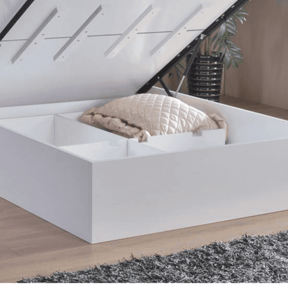 Arden High Gloss White Double Bed w/ Storage - White Tree Furniture